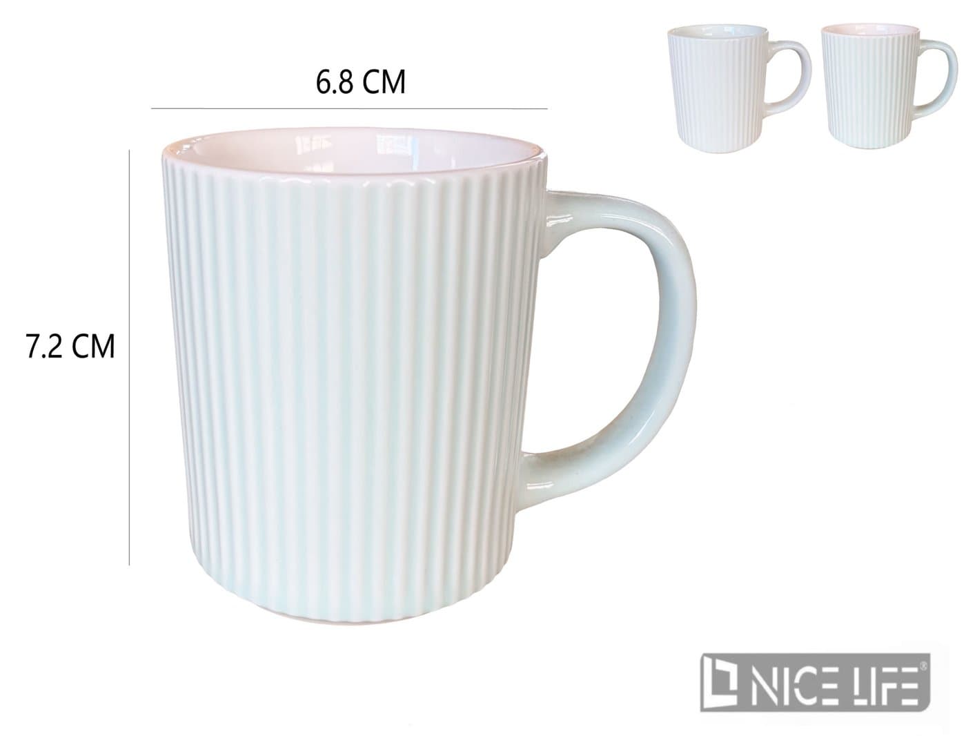 Kubek ceramiczny pionowo ryflowany w jasnych kolorach