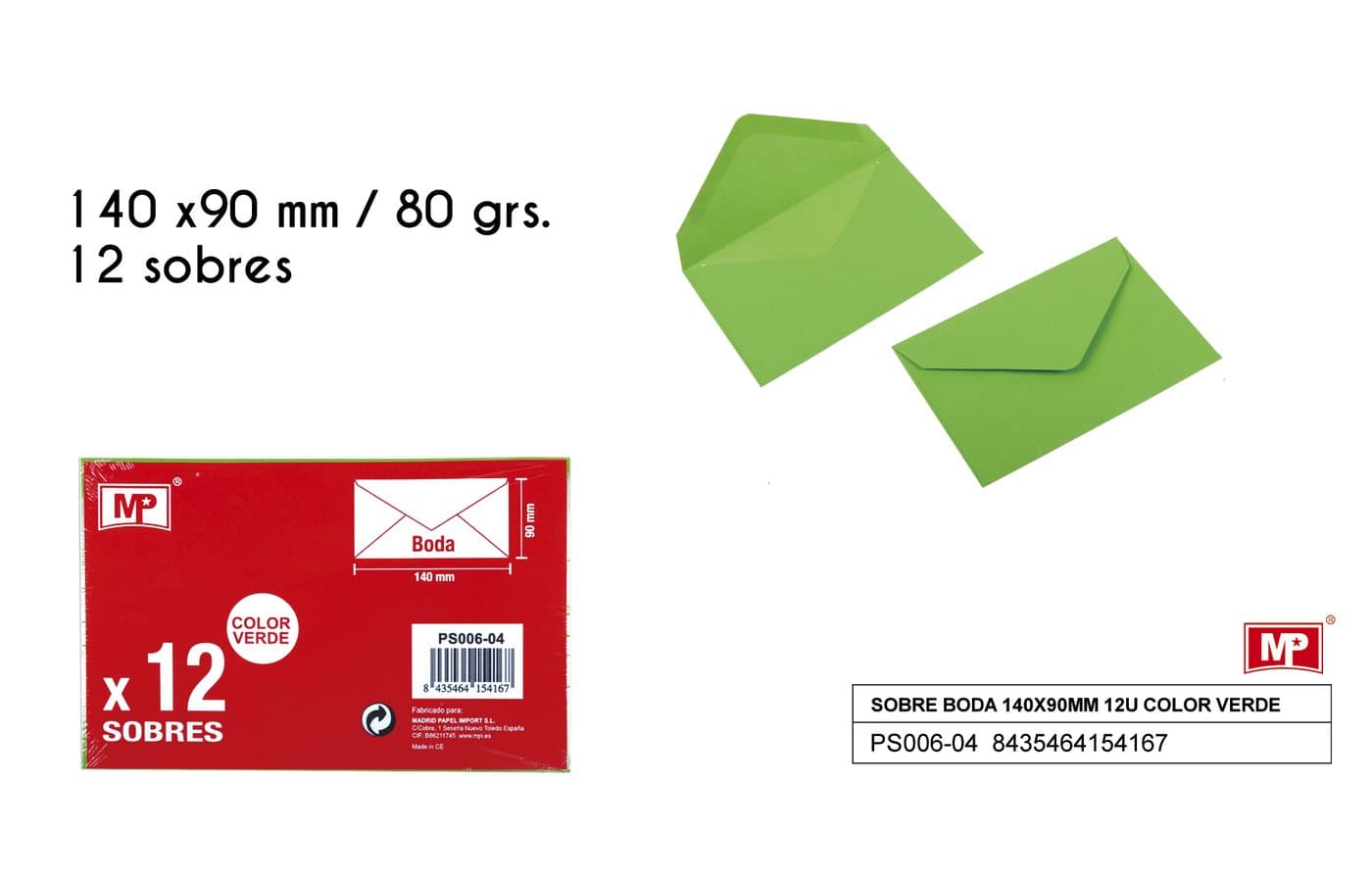 Koperta papierowa zielona 140 × 90