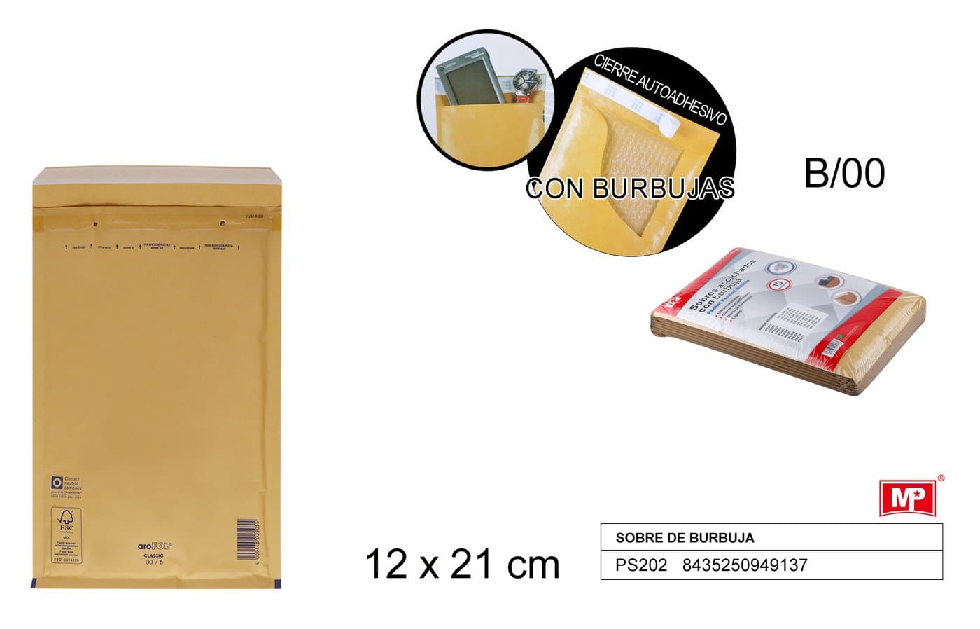 Koperta bąbelkowa papierowa brązowa 120 × 210