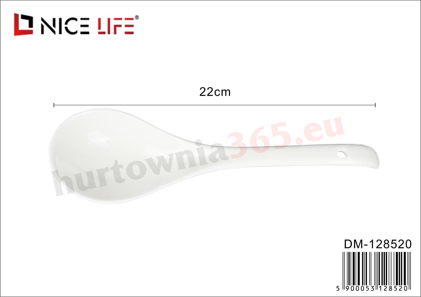 Łyżka ceramiczna biała z długim uchwytem i otworem