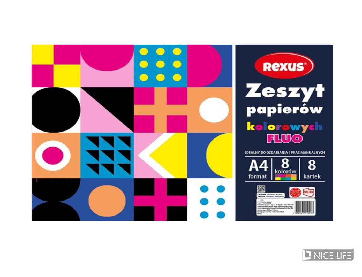 ZESZYT PAPIERÓW KOLOROWYCH KREDOWANYCH FLUO A4/8k.