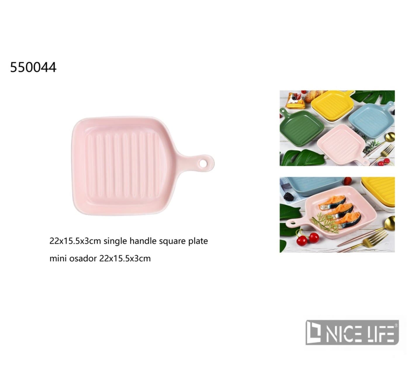 Talerz ceramiczny z uchwytem żłobiony