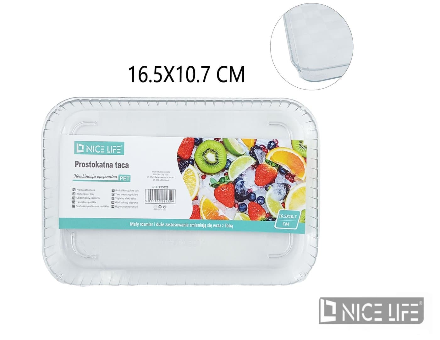 Taca plastikowa prostokątna z ryflowanym brzegiem