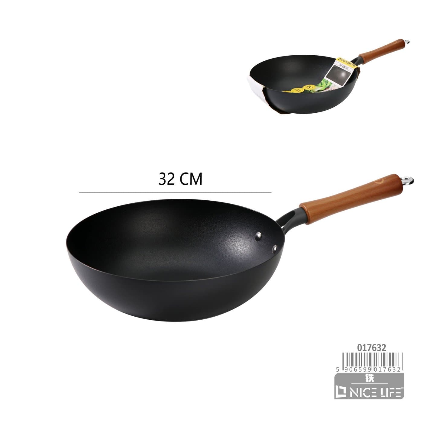 Wok żeliwny tradycyjny 32 cm