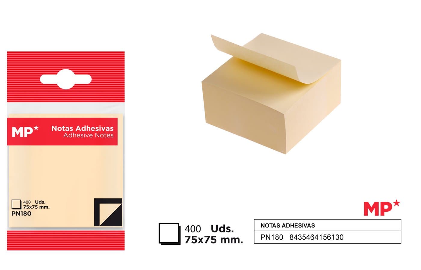 Karteczki samoprzylepne papierowe kremowe 75 × 76 mm
