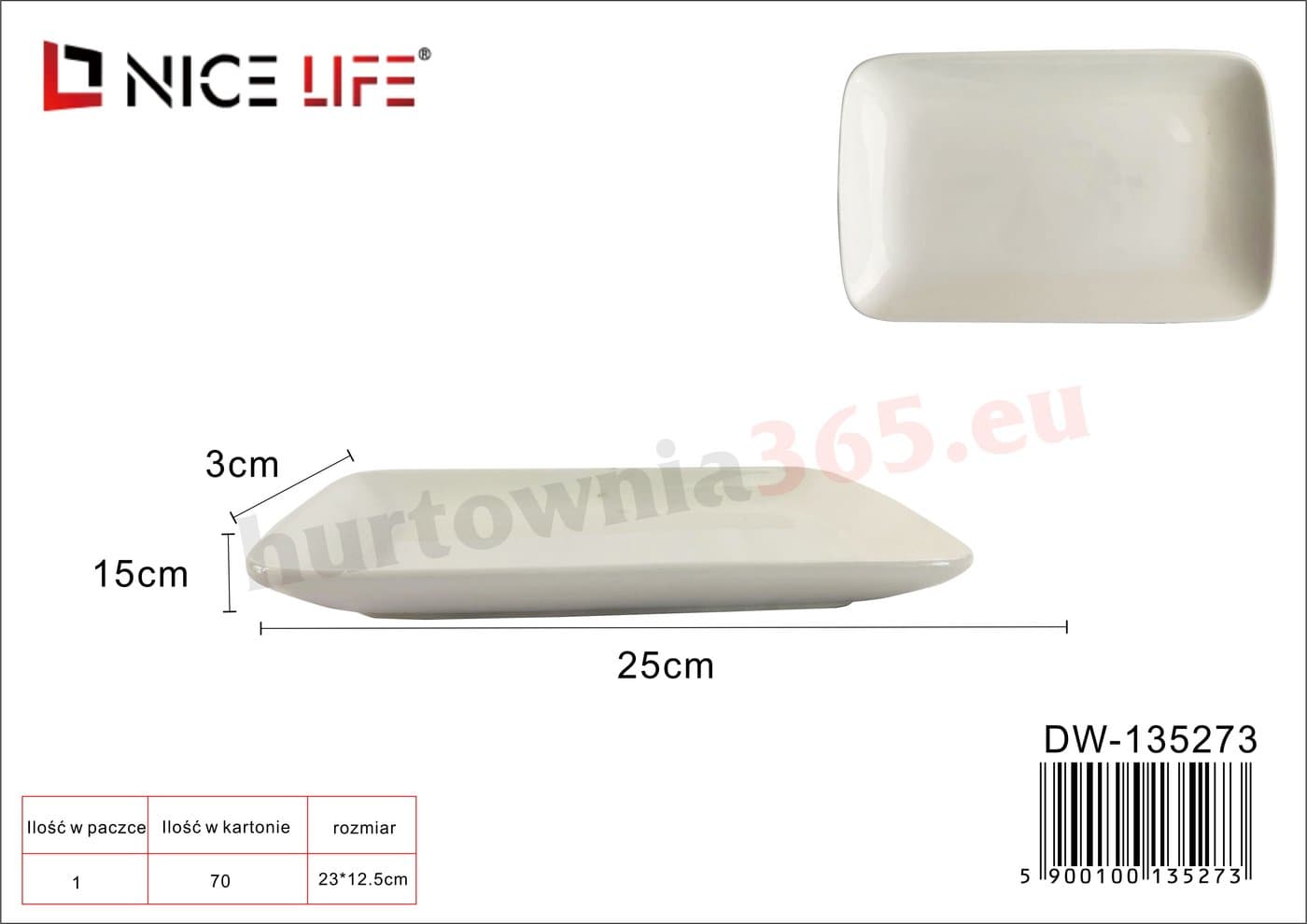 Naczynie ceramiczne białe prostokątne do serwowania potraw