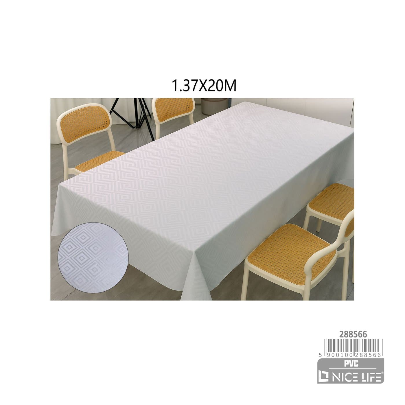 Cerata stołowa biała z geometrycznym motywem rombów
