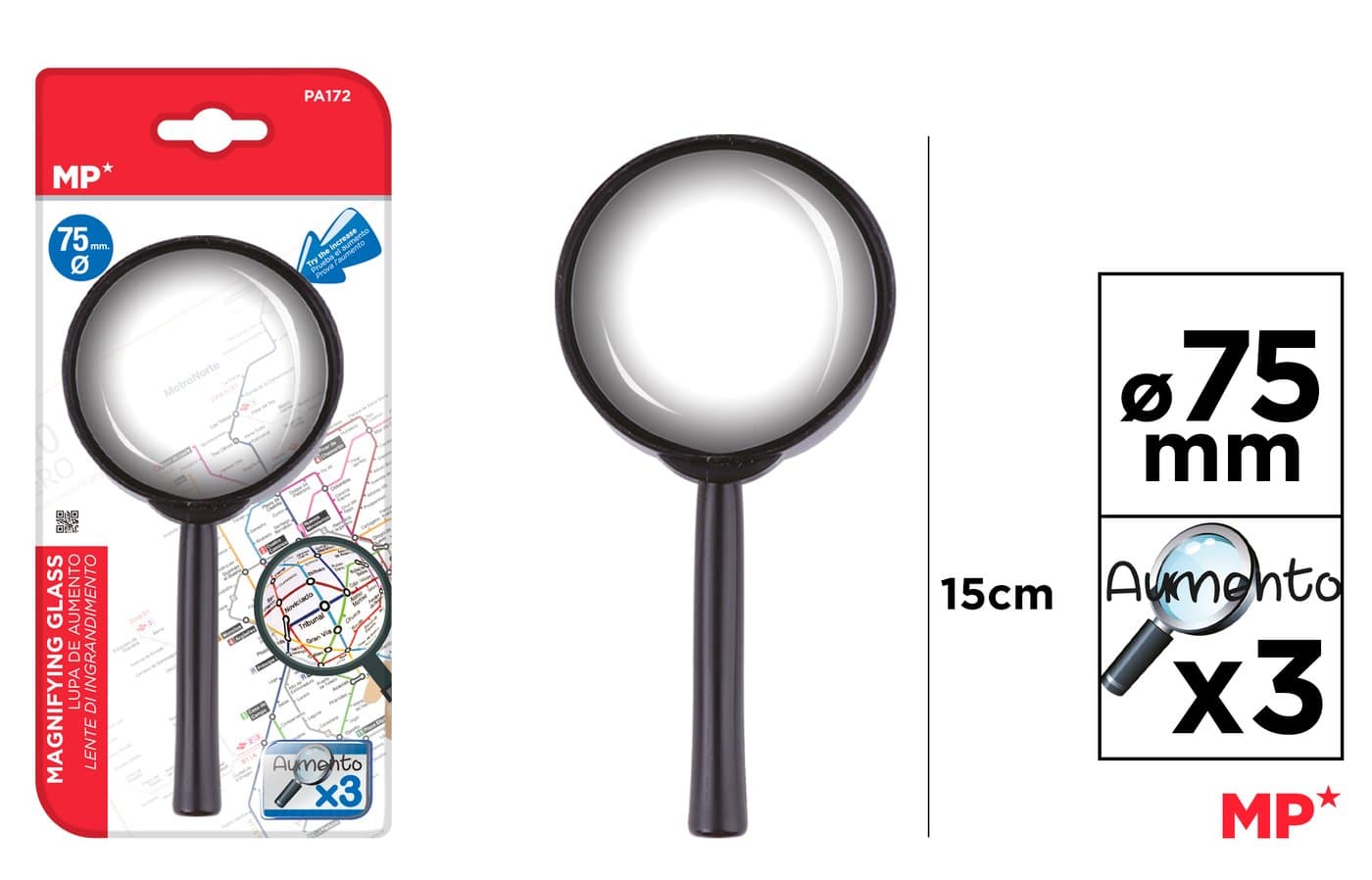 Lupa z plastikową oprawą 75 mm
