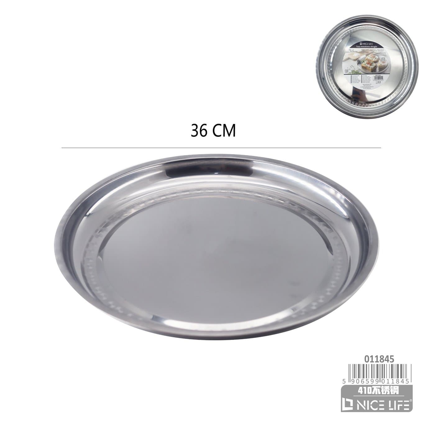 Taca metalowa okrągła 36 cm