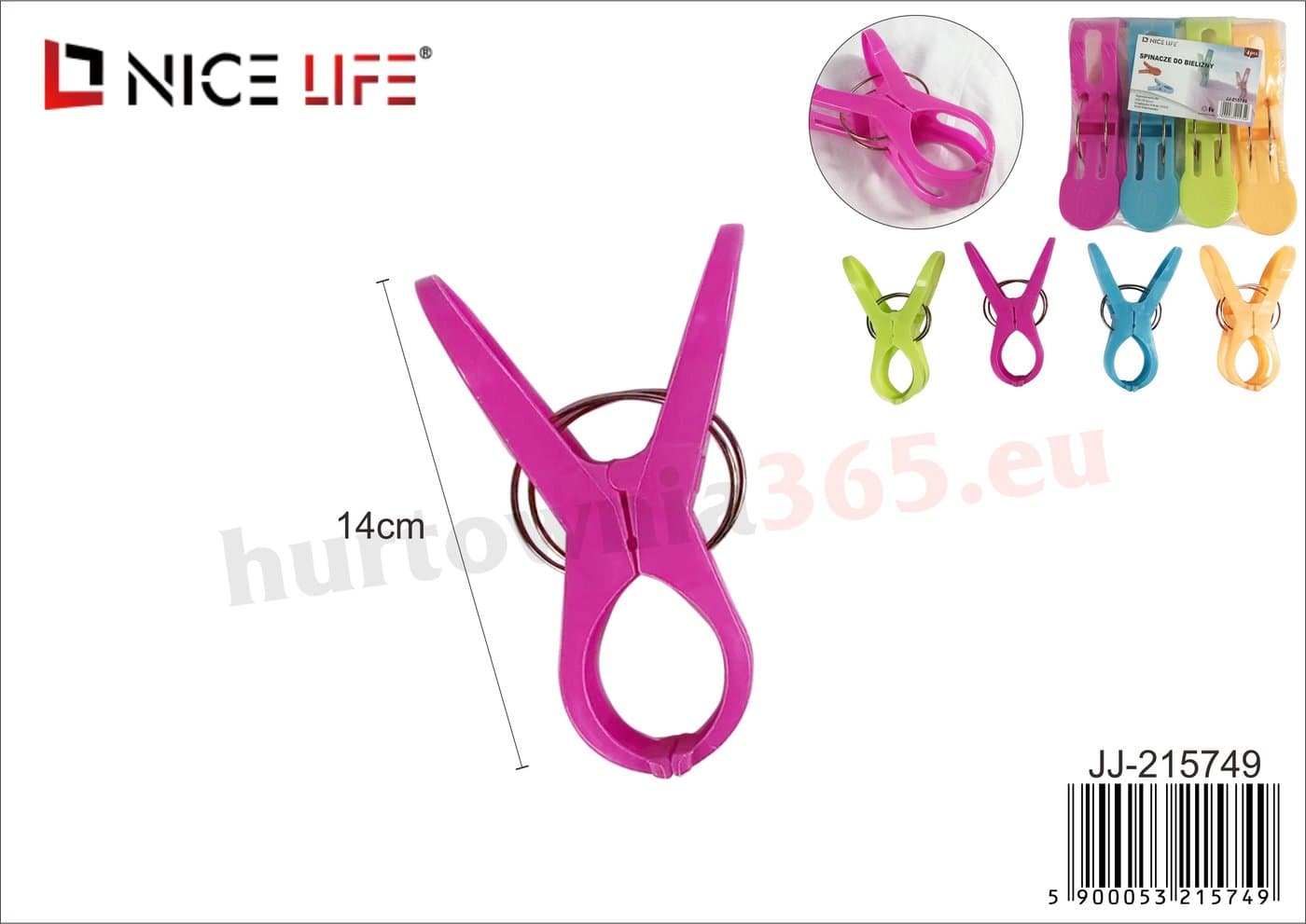 Spinacze do bielizny duże plastikowe wielokolorowe