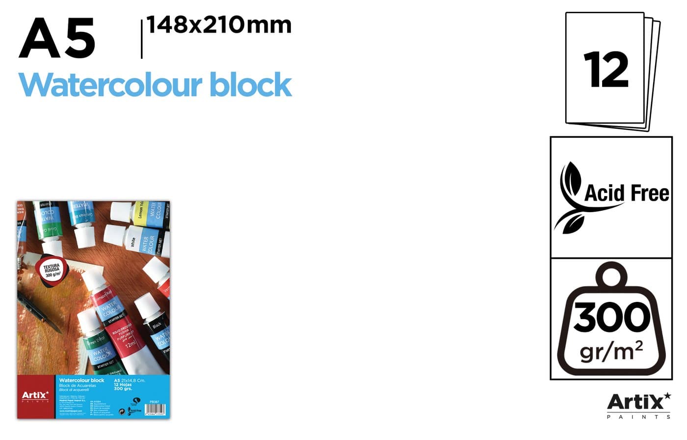 Blok do akwareli A3 30 ark. TEXTURA RUGOSA 300G
