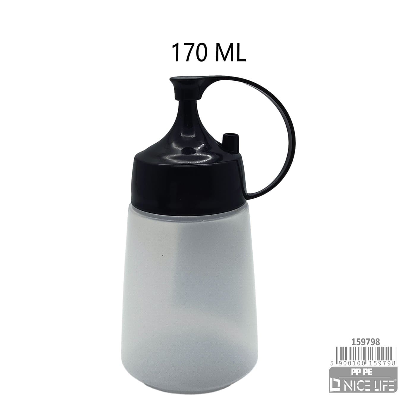 Butelka do sosu biała plastikowa z czarną zakrętką