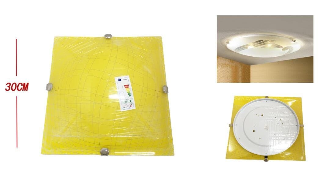 Plafon kwadratowy żółty z geometryczną siatką