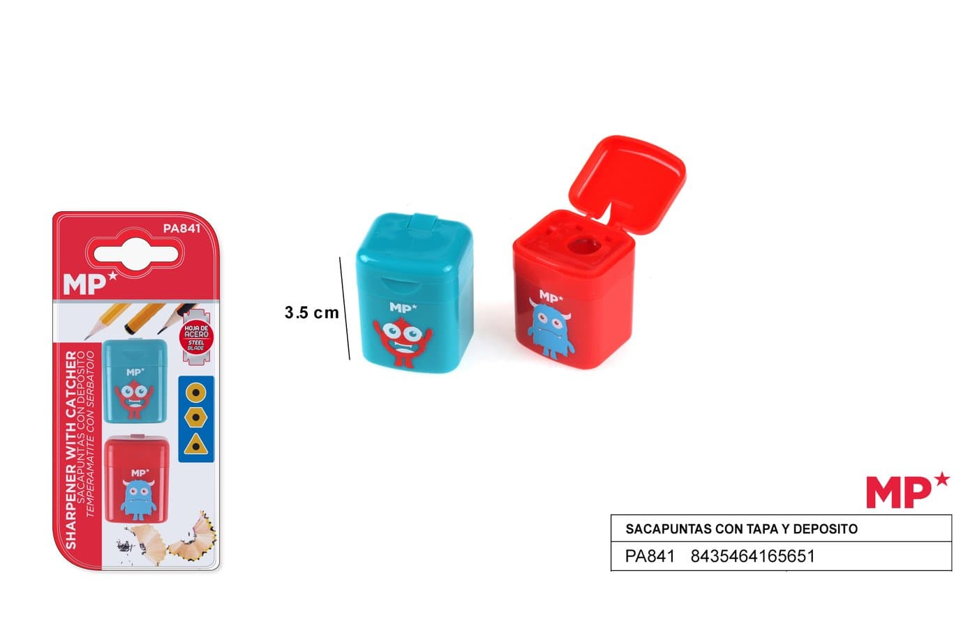 Temperówka z pojemnikiem i pokrywką z nadrukiem potworka