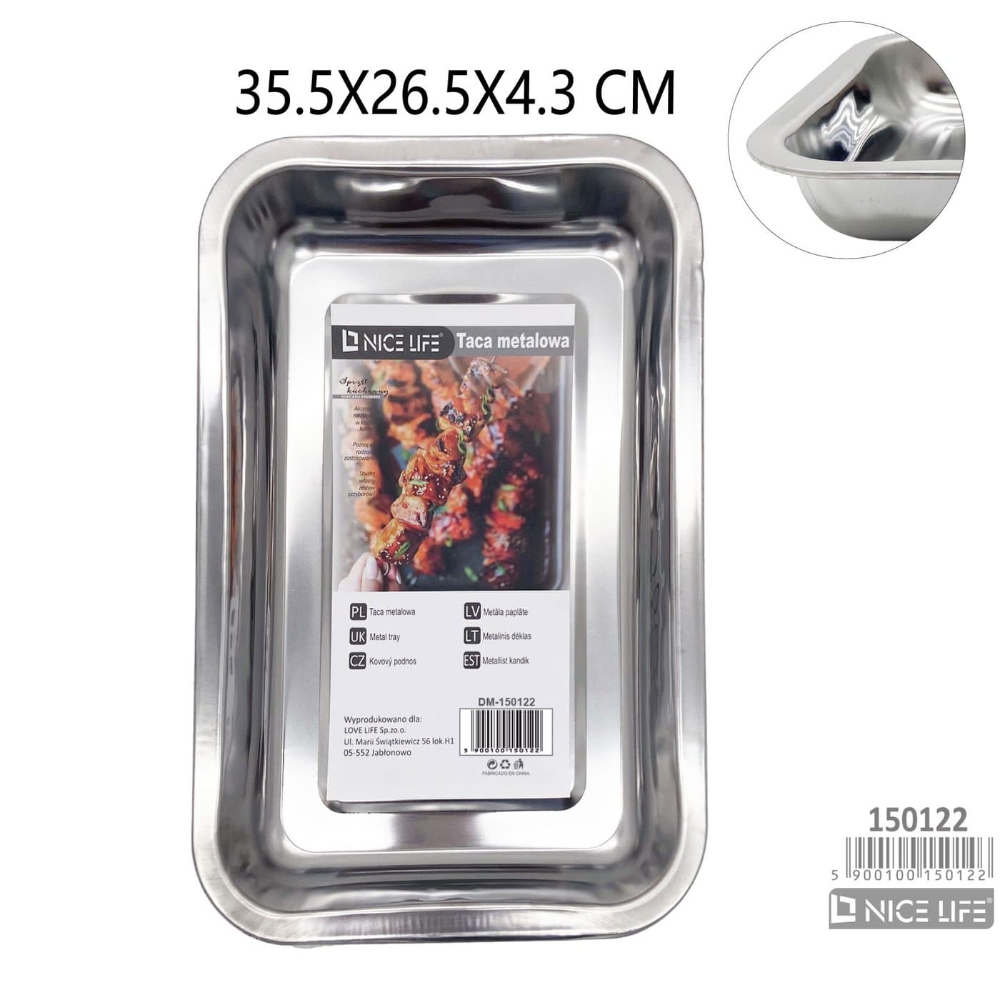 Taca metalowa prostokątna 36 × 27 × 4,8