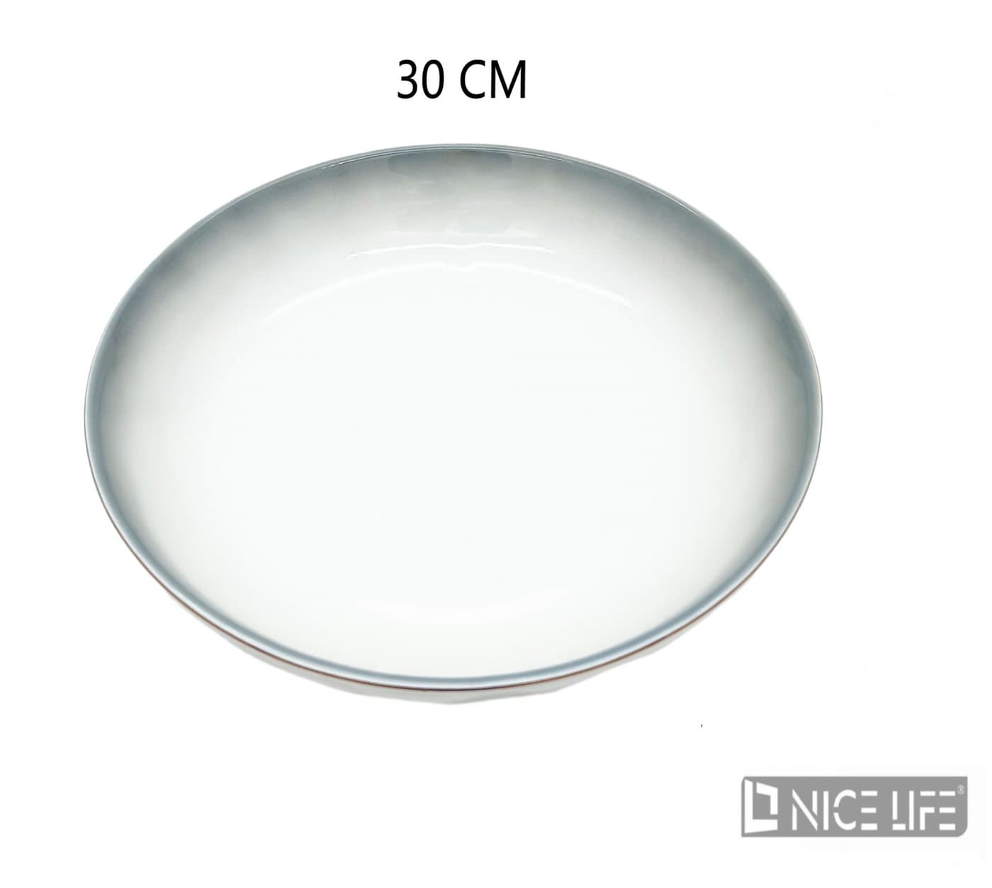 Talerz ceramiczny biały okrągły z cieniowanym brzegiem
