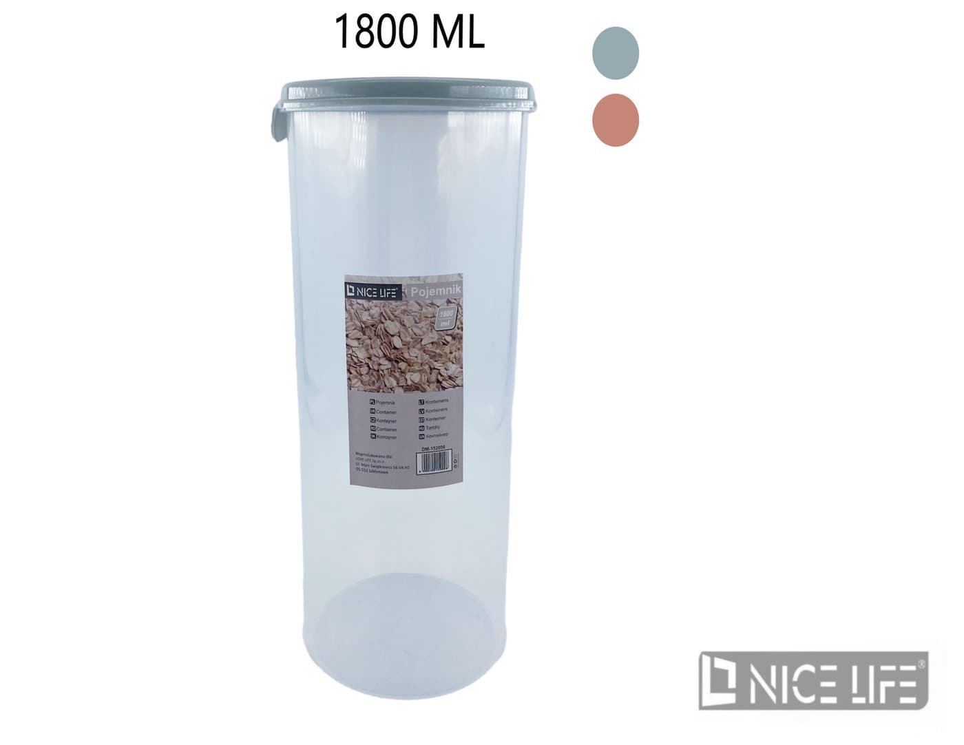 Pojemnik plastikowy cylindryczny z różową pokrywką