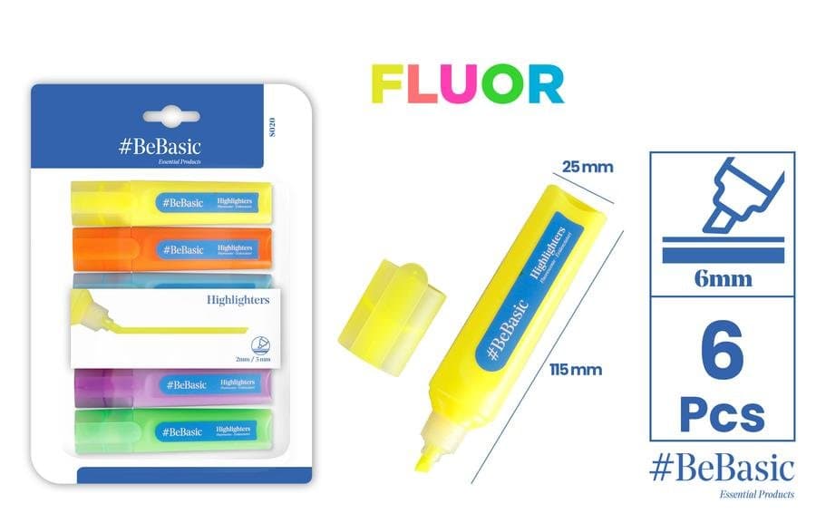 Zakreślacz fluorescencyjny z plastikową obudową i zatyczką