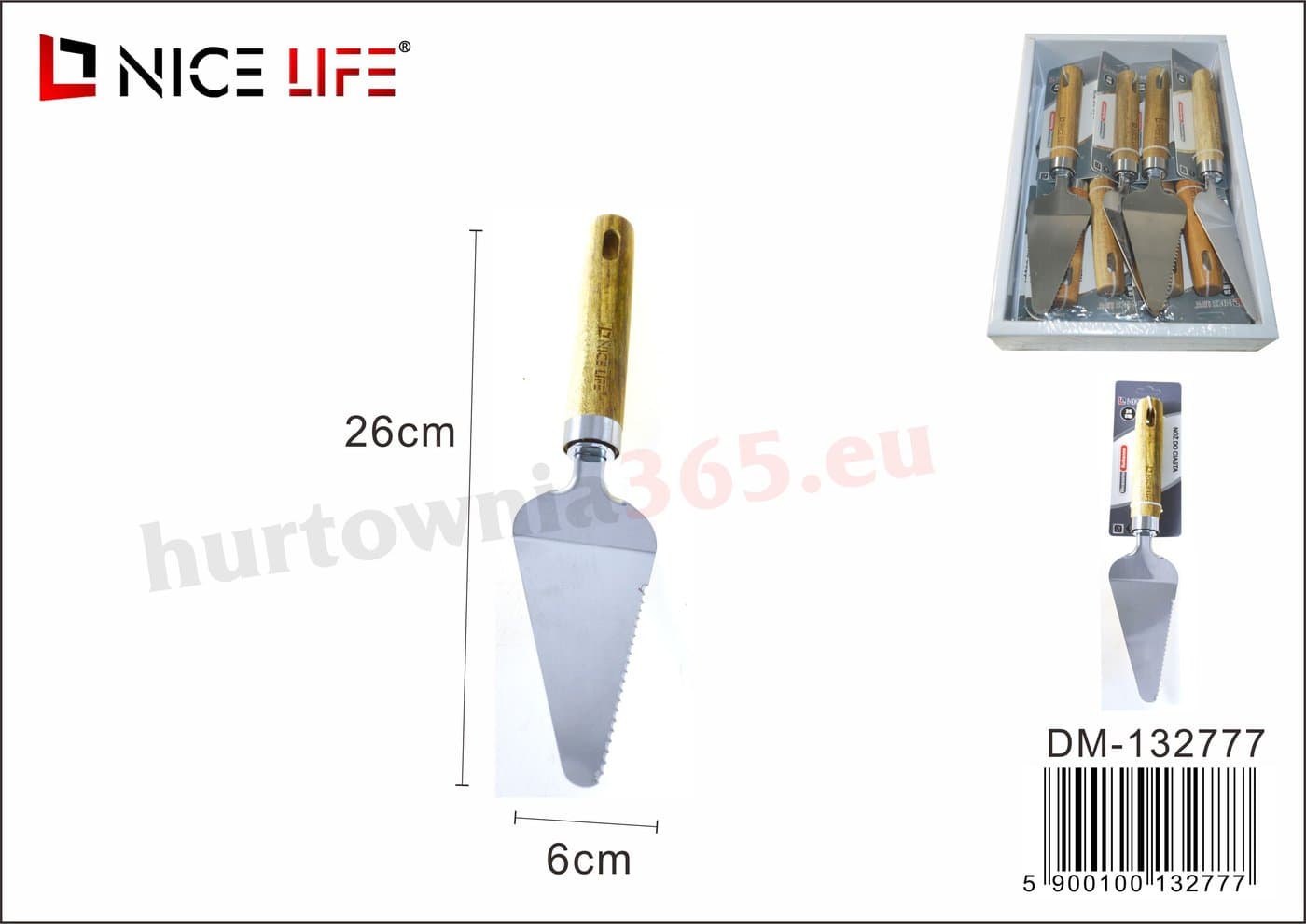 Nóż do ciasta metalowy z drewnianą rączką