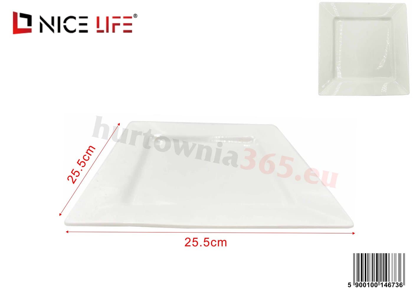 Talerz ceramiczny biały kwadratowy z szerokim obrzeżem