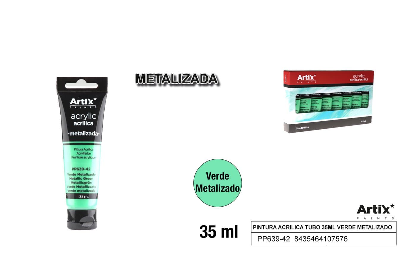 Farba akrylowa metalizowana zielona w tubce