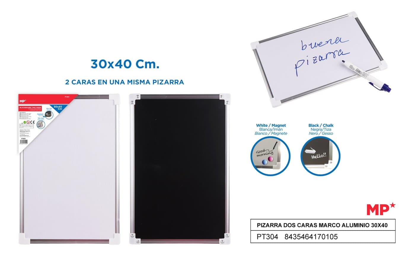 Tablica dwustronna suchościeralno-kredowa 20 × 31 cm