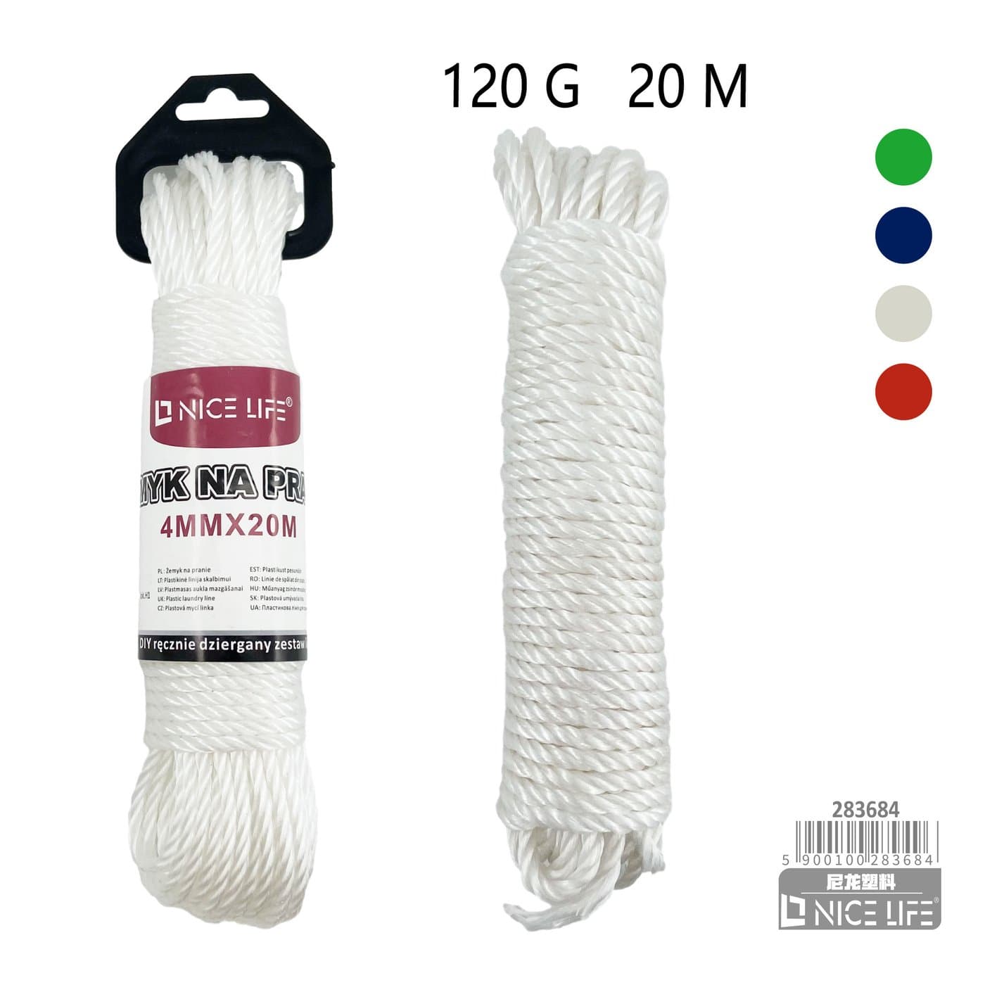 Żemyk na pranie nylonowy 4 mm × 20 m