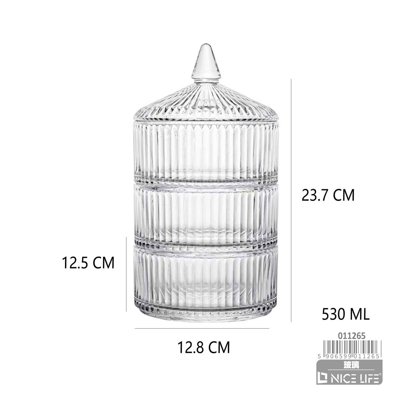 Cukiernica szklana trójpoziomowa z pokrywką