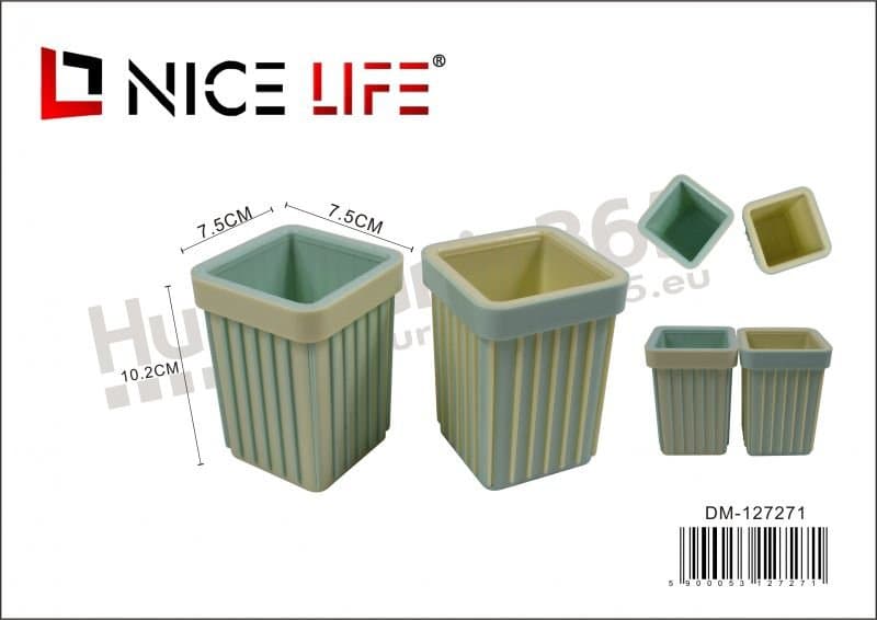 Osłonka na rośliny plastikowa kwadratowa zielono-beżowa