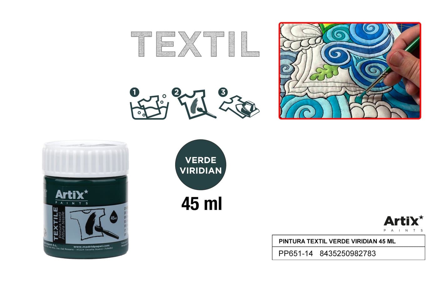 Farby do tkanin 45ml zielona viridian ARTIX