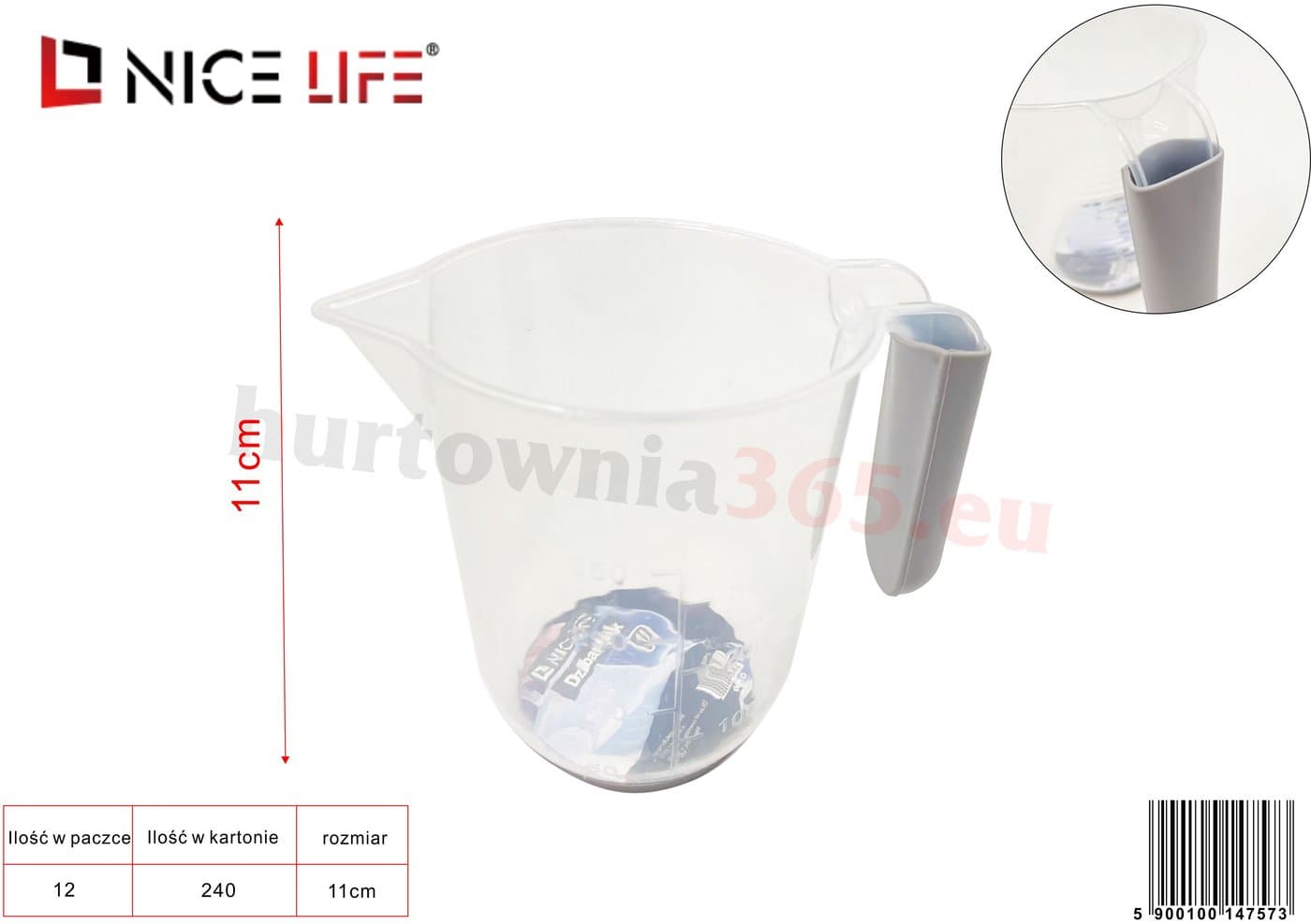 Dzbanek plastikowy półprzezroczysty 500 ml