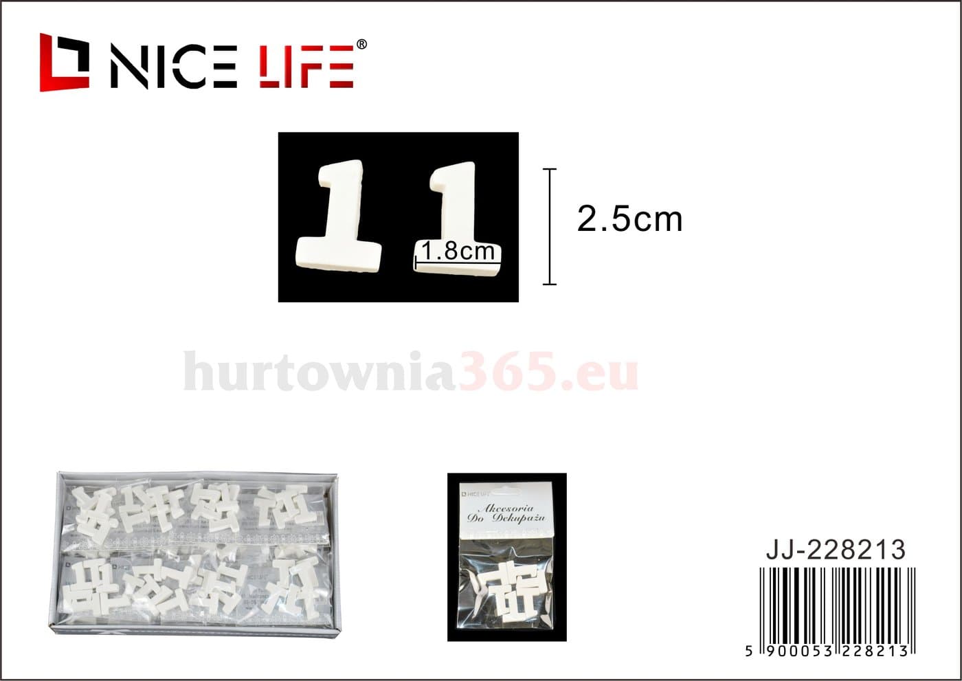Cyfry plastikowe białe 1 do decoupage'u