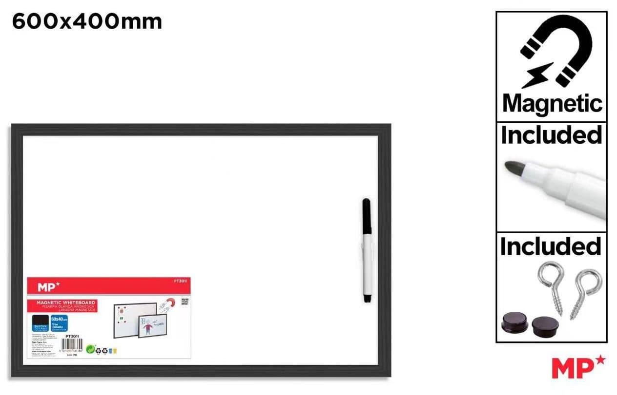 Tablica magnetyczna biała z czarną ramą 40 × 60