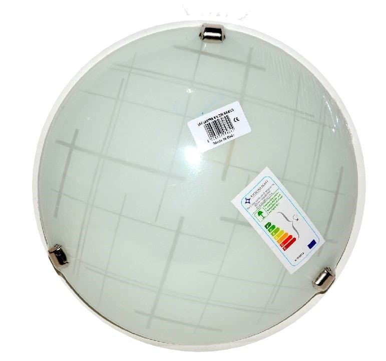Lampa sufitowa okrągła jasna z szarym wzorem linii