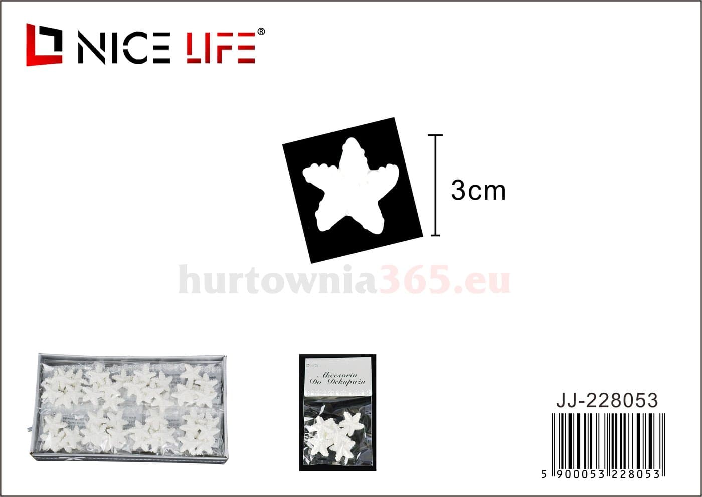 Elementy dekoracyjne do decoupage'u rozgwiazdy białe