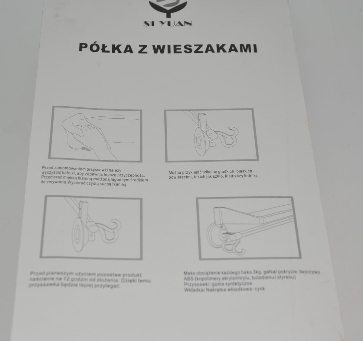 Wieszak łazienkowy na ręczniki biały z uchwytami