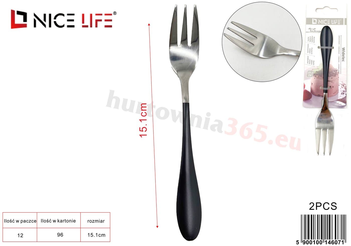 Widelec mały metalowy z czarną rękojeścią