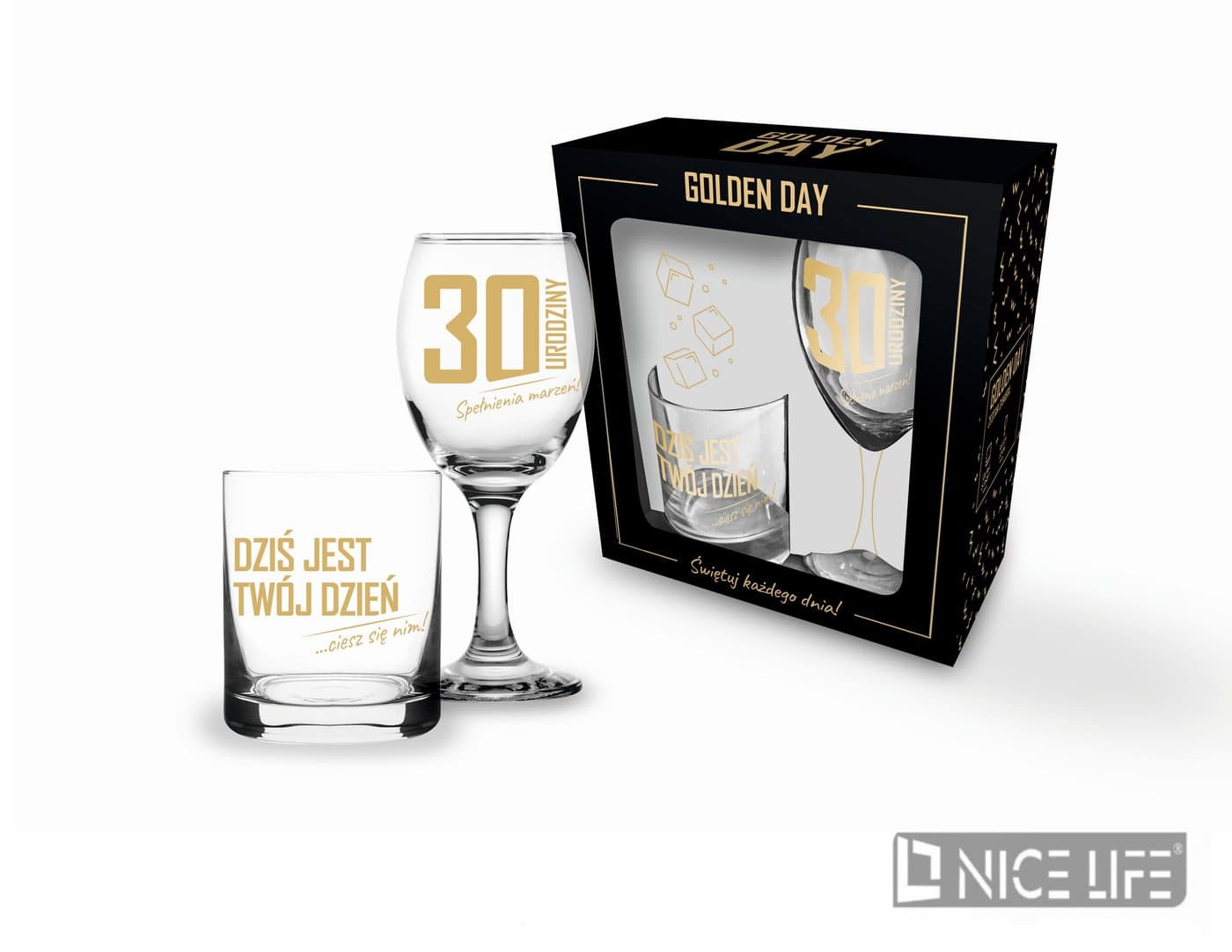 GOLDEN DAY- Zestaw szklanka i kieliszek 30