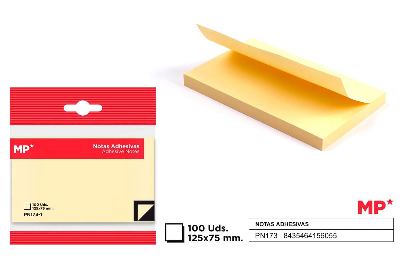 Karteczki samoprzylepne jasnożółte 125 x 75 mm