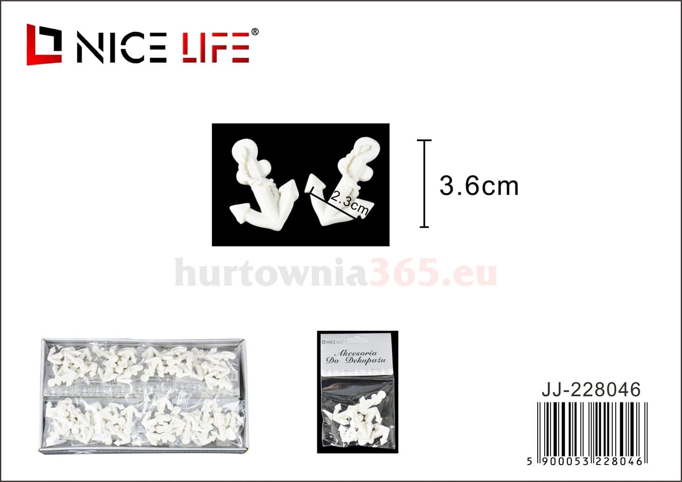 Elementy dekoracyjne do decoupage'u kotwice białe