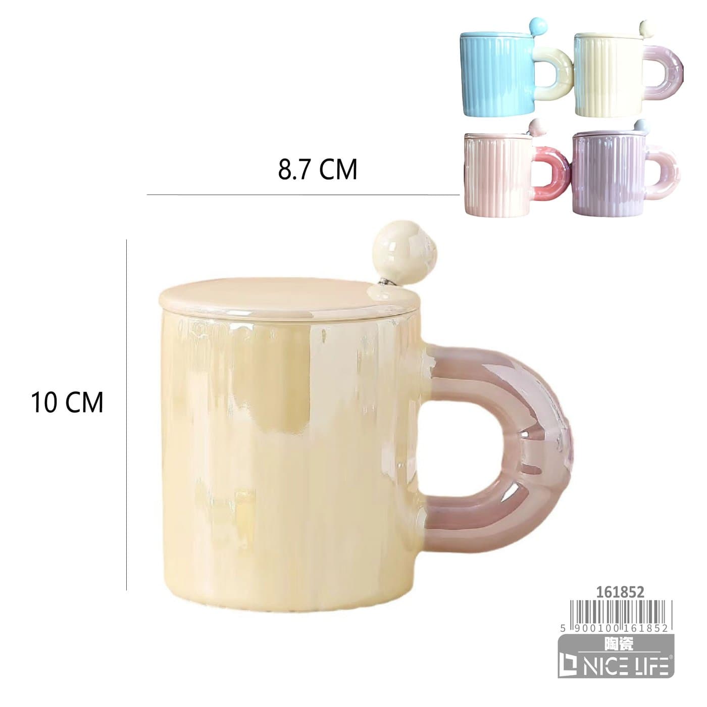Kubek ceramiczny z dużym uchwytem pierścieniowym