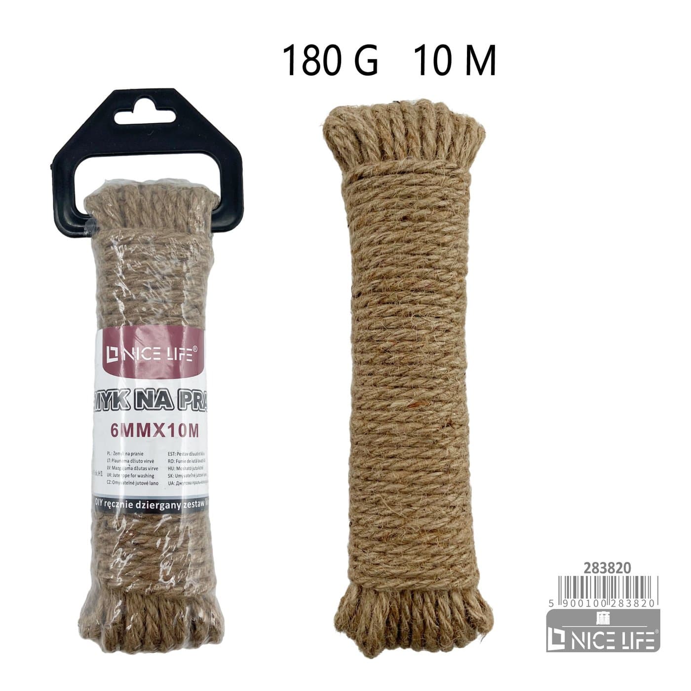 Sznur jutowy na pranie 6 mm × 10 m