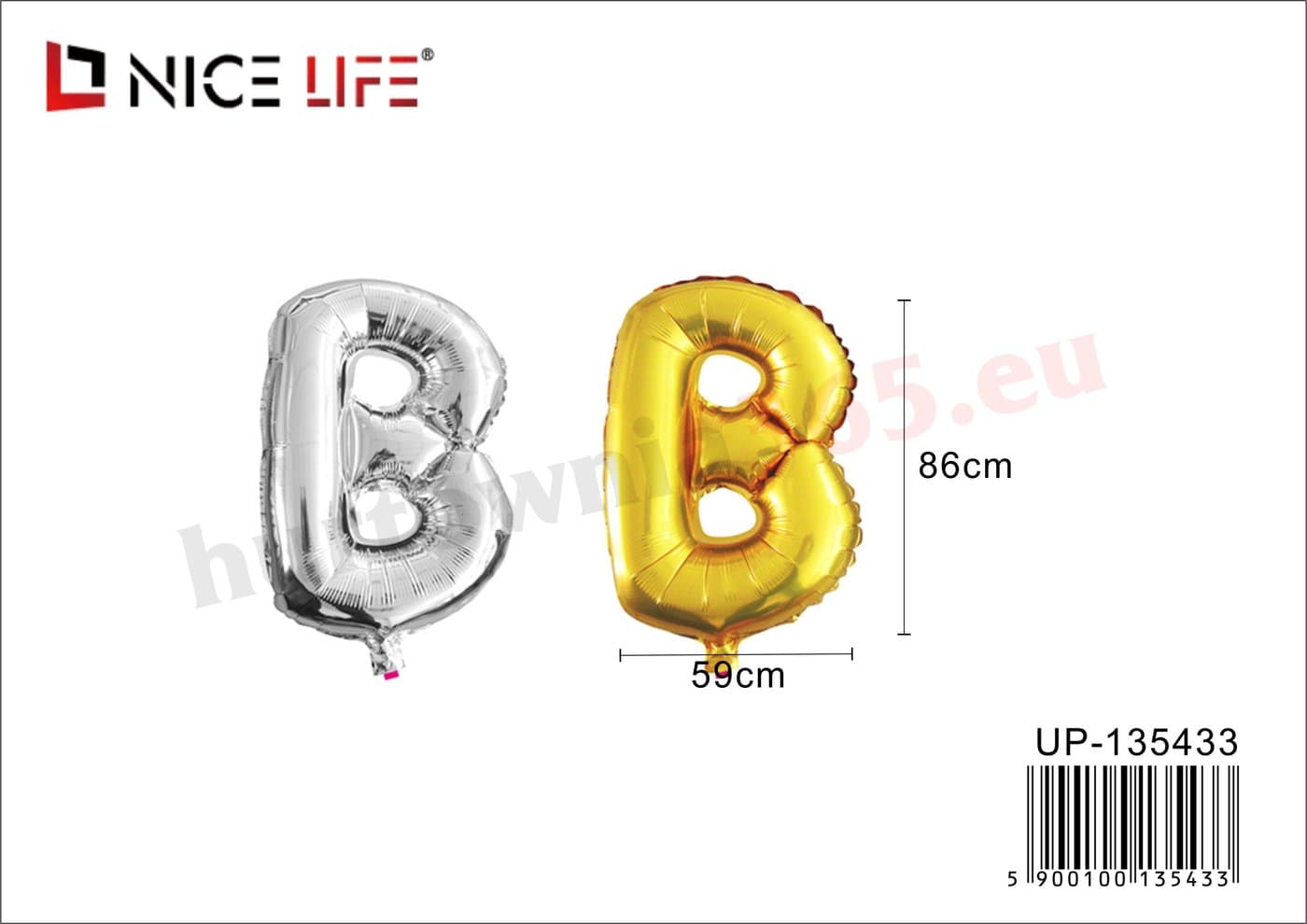 Balon foliowy w kształcie litery B złoty i srebrny