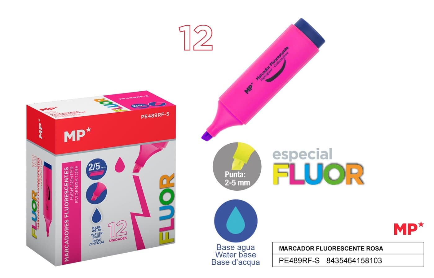 Zakreślacz fluorescencyjny z różową obudową 2–5 mm