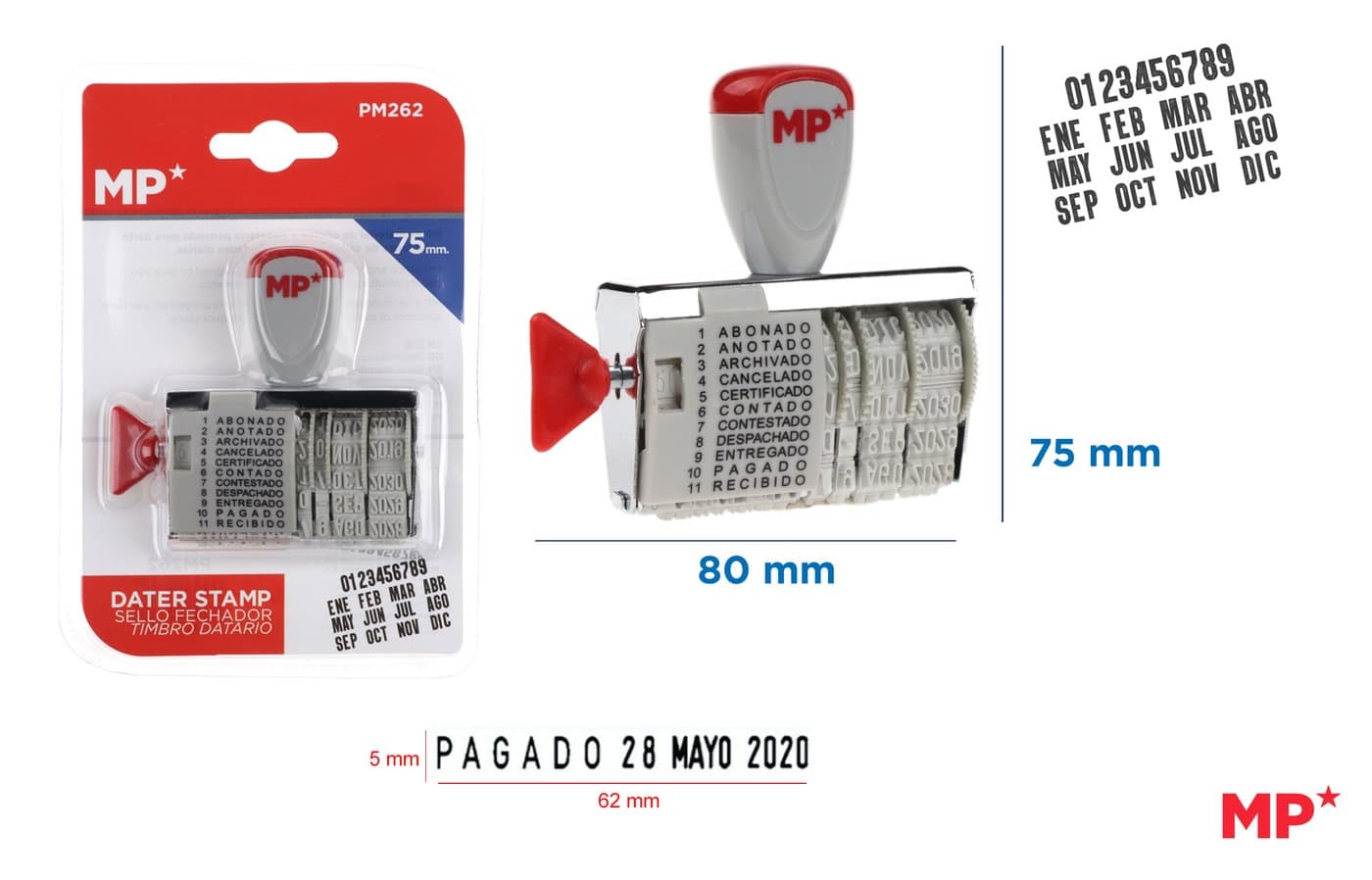 Stempel datownikowy metalowy 5 × 62