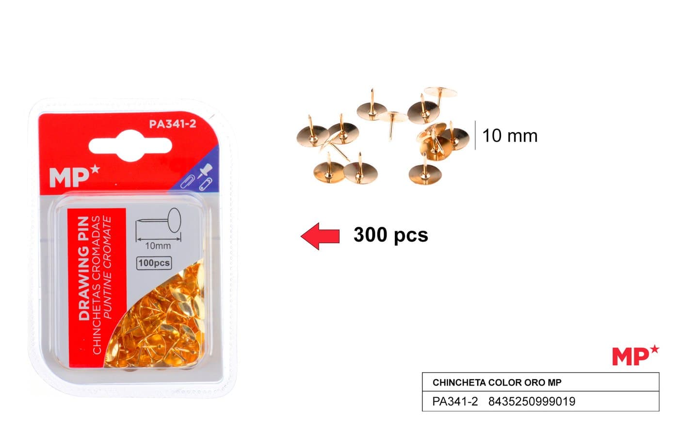 Pinezki złote 100 sztopakowanie