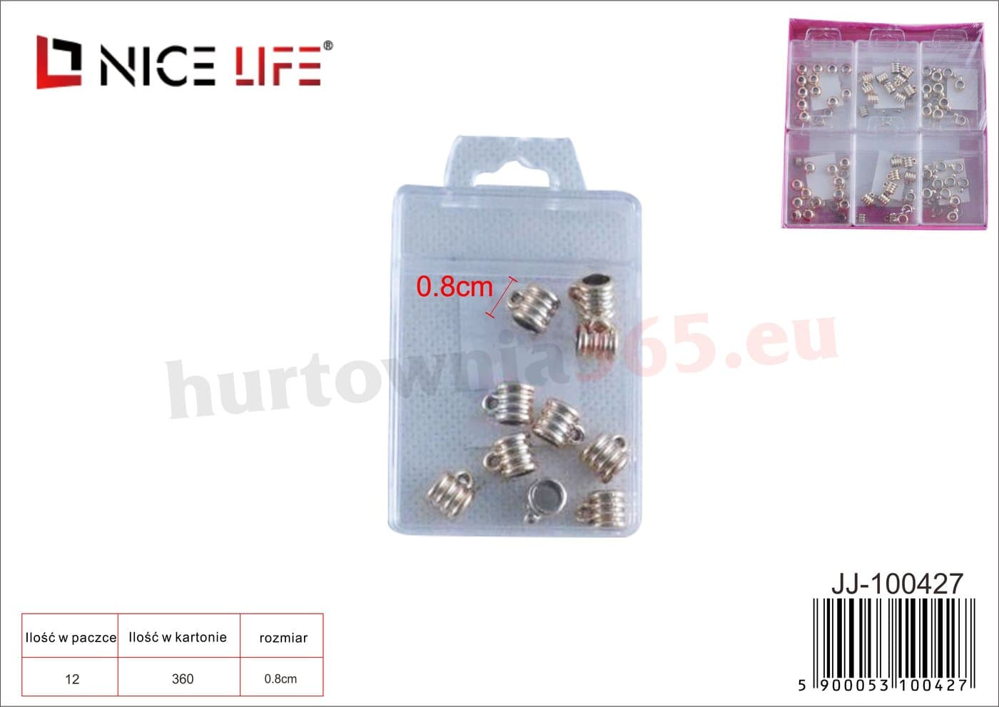 Przekładki do bransoletek metalowe srebrzyste