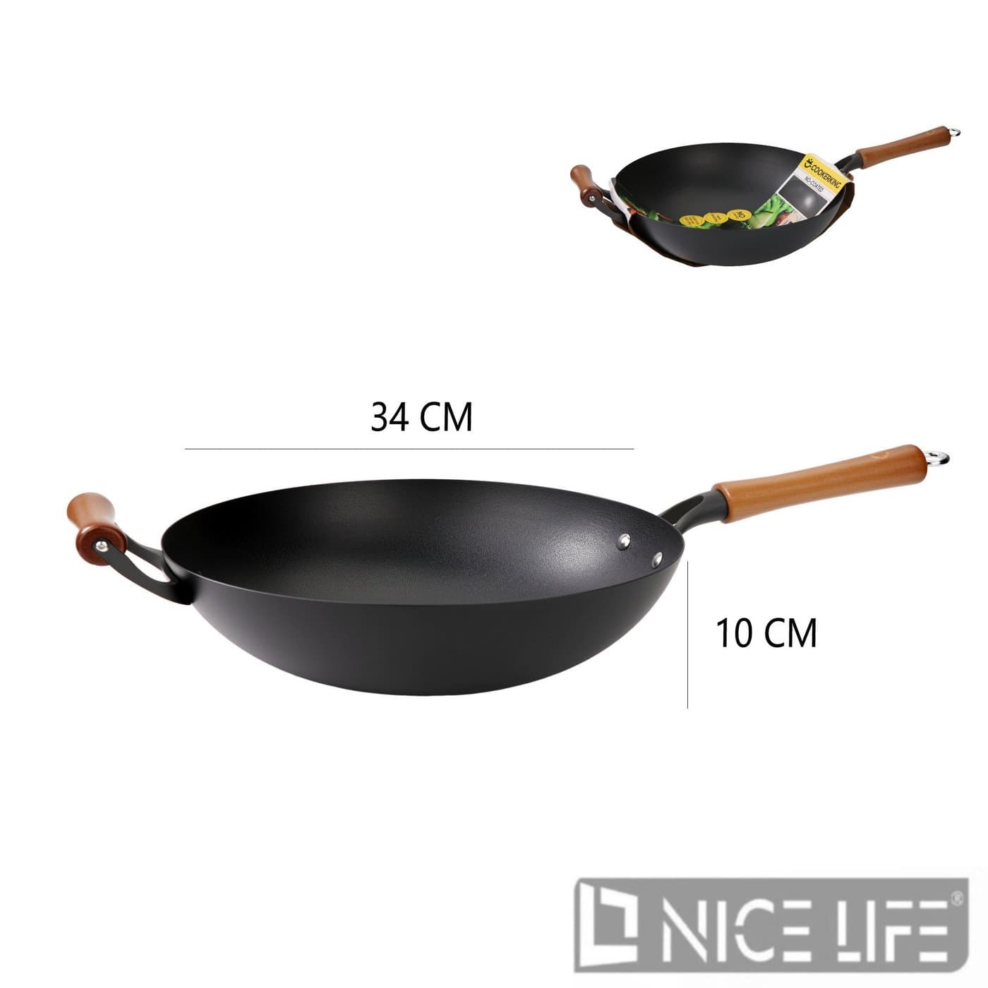 Wok żeliwny tradycyjny 34 cm