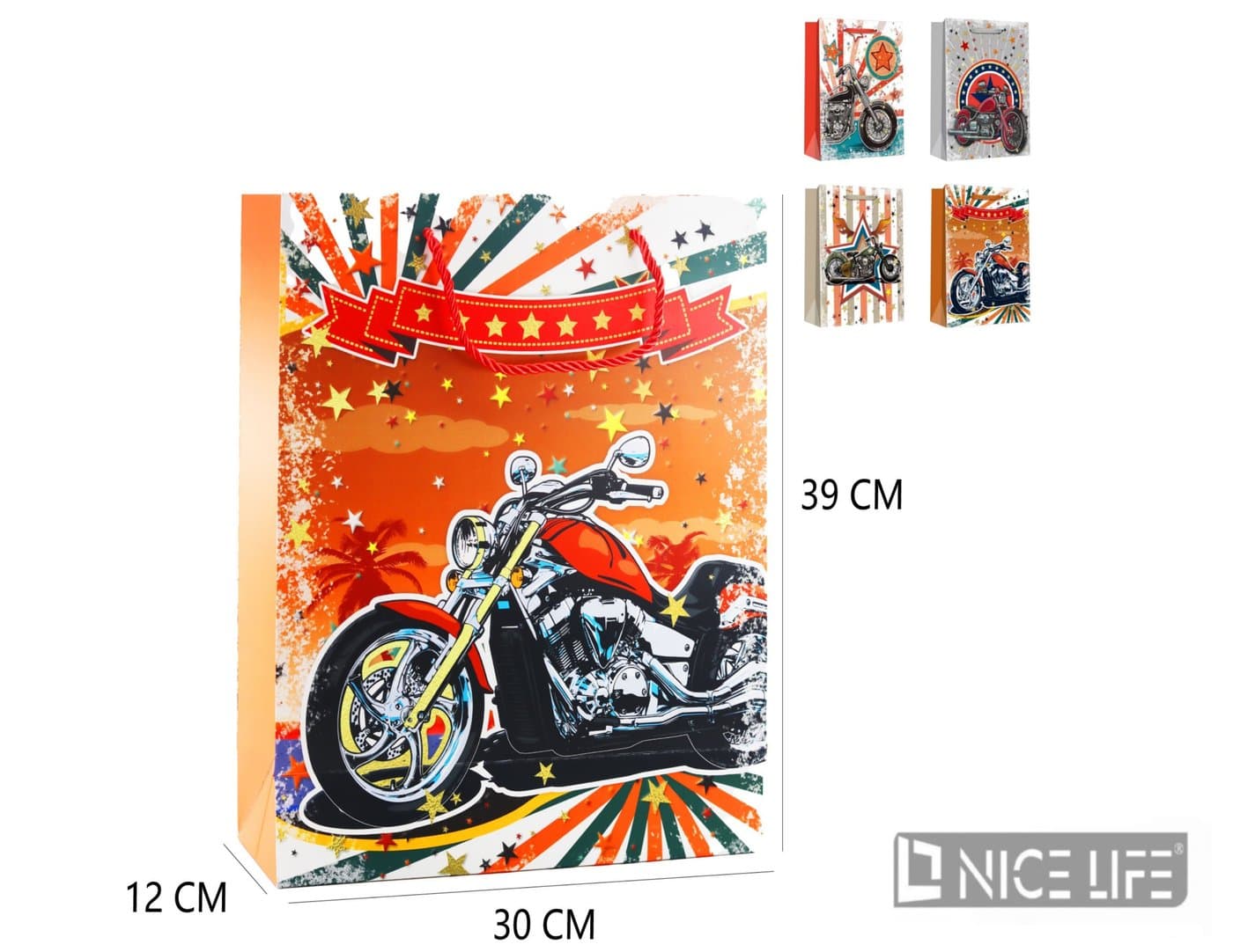 Torebka prezentowa papierowa z motywem motocykli