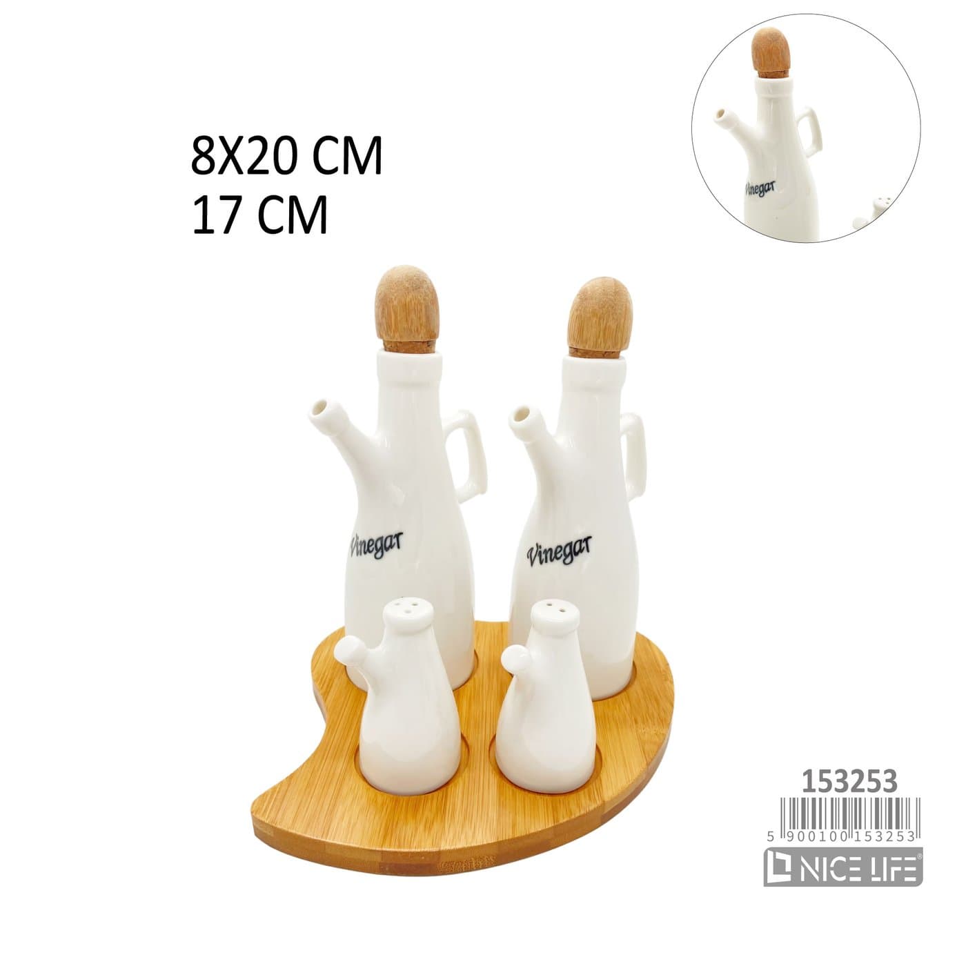 Pojemniki ceramiczne na olej i ocet z drewnianymi korkami
